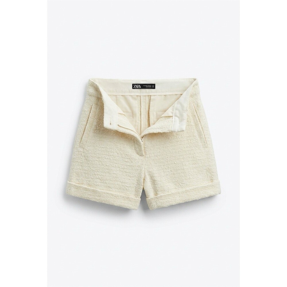 The Kooples Shorts Womens Size 4 Ivory High Waist Tailored Tweed Lined - Picture 3 of 8